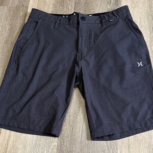 Hurley Men's Black Athletic Flat-Front Shorts